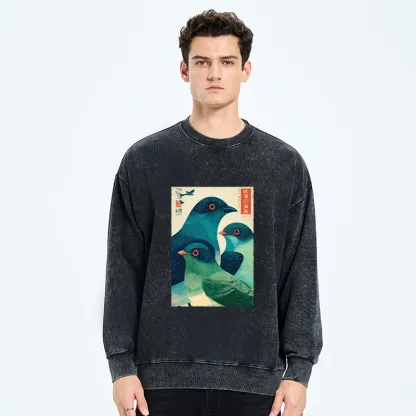Tokyo-Tiger Petrels Of The Painted Sea Washed Sweatshirt