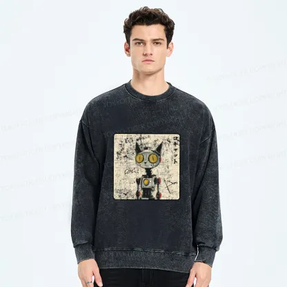 Tokyo-Tiger Robot Cat Washed Sweatshirt