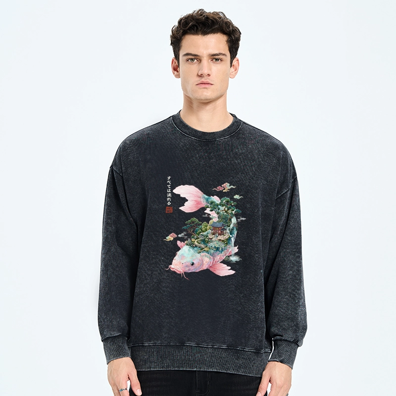 Tokyo-Tiger Journey Of The Flowing Koi Washed Sweatshirt