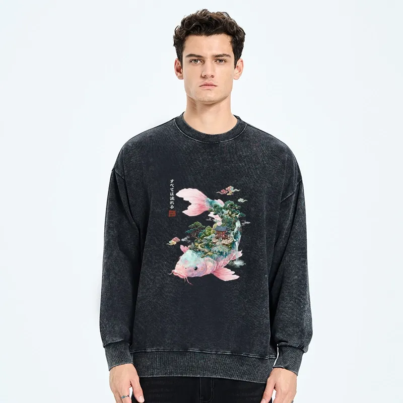 Tokyo-Tiger Journey Of The Flowing Koi Washed Sweatshirt