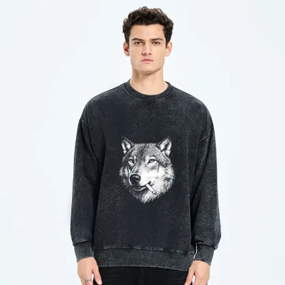 Tokyo-Tiger Cool Wolf Meme Bad Decisions Pending Washed Sweatshirt