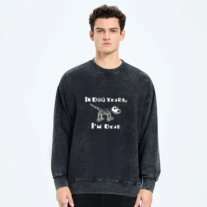 Tokyo-Tiger Funny Meme Old Dog Dead In Dog Years Vibe Washed Sweatshirt