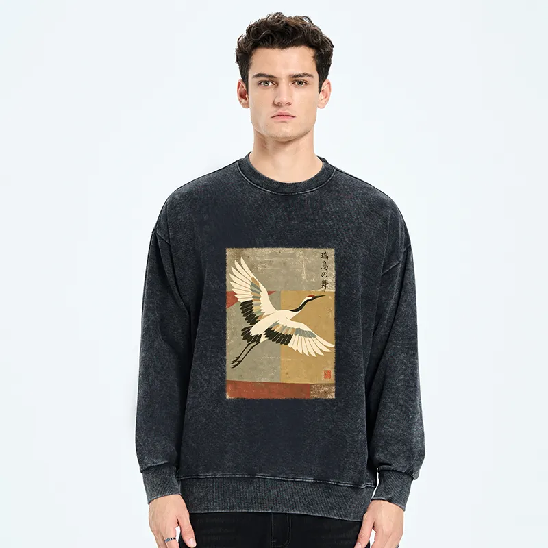 Tokyo-Tiger Crane Spirit Washed Sweatshirt
