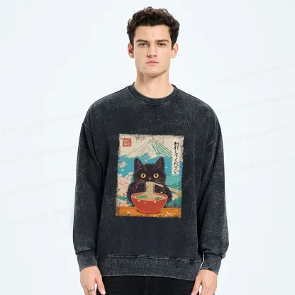 Tokyo-Tiger Please Give Cat A Discount Washed Sweatshirt