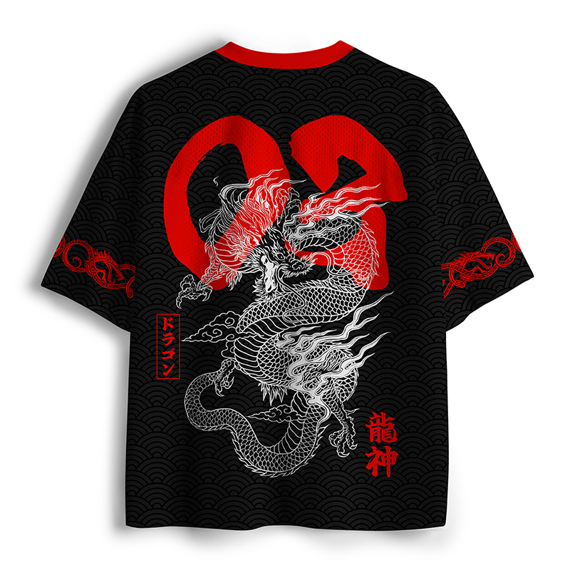 Tokyo-Tiger Dragon Soars Through Clouds Mesh Jersey