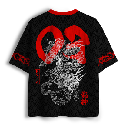 Tokyo-Tiger Dragon Soars Through Clouds Mesh Jersey