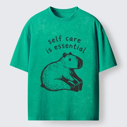 Tokyo‑Tiger Chill Capybara Meme Washed T‑Shirt