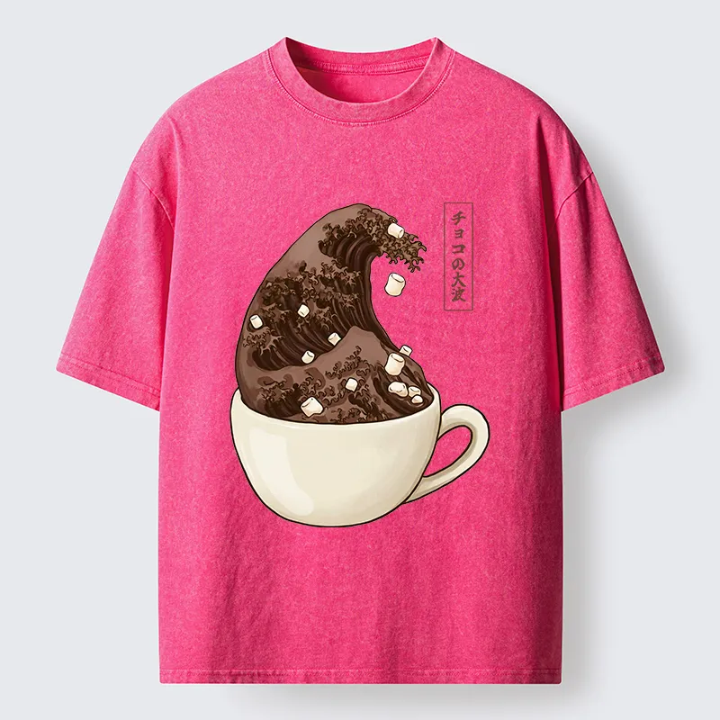 Tokyo-Tiger Coffee Wave Art Washed T-Shirt