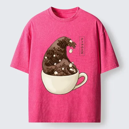 Tokyo-Tiger Coffee Wave Art Washed T-Shirt