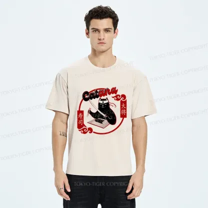 Tokyo-Tiger Cat Sushi Chef Washed T-Shirt