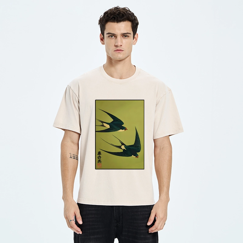 Tokyo-Tiger Spring Birds Of Peace Washed T-Shirt