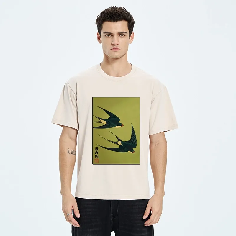 Tokyo-Tiger Spring Birds Of Peace Washed T-Shirt