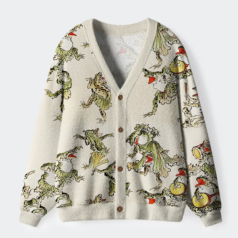 Tokyo-Tiger Frog Dance Ugly Cardigan Sweater