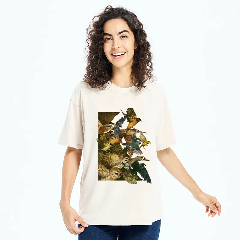 Tokyo-Tiger Flock Of Flying Birds Washed T-Shirt