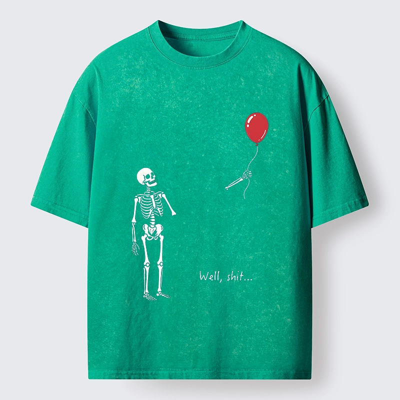 Tokyo-Tiger Skeleton Balloon Meme Washed T-Shirt