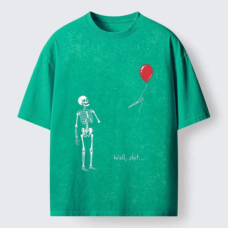 Tokyo-Tiger Skeleton Balloon Meme Washed T-Shirt