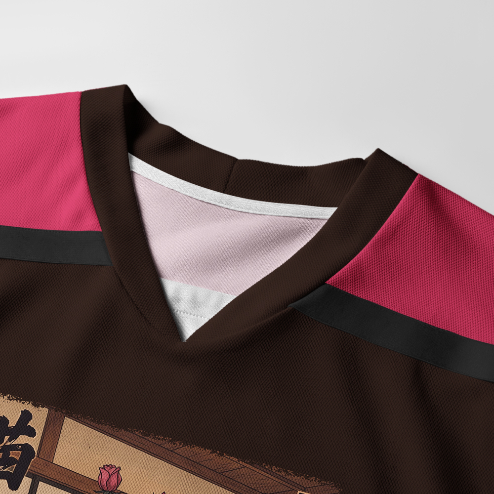 Tokyo-Tiger Ukiyo-e Black Cat Rose Long-Sleeve Hockey Jersey