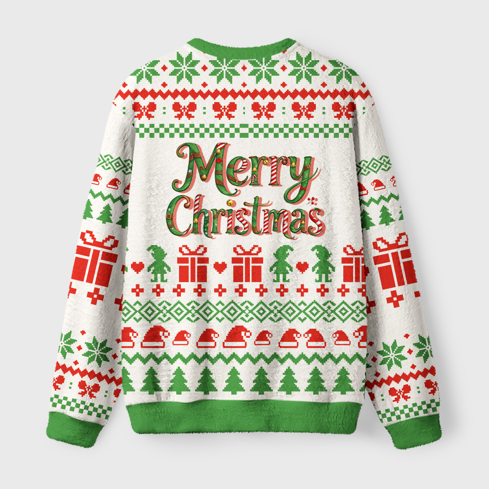 Tokyo-Tiger Elf Scooter Christmas Fuzzy Christmas Ugly Sweatshirt
