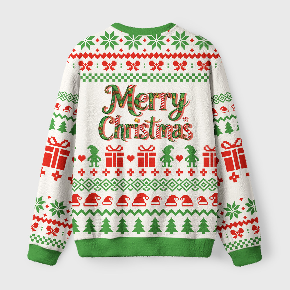 Tokyo-Tiger Elf Scooter Christmas Fuzzy Christmas Ugly Sweatshirt