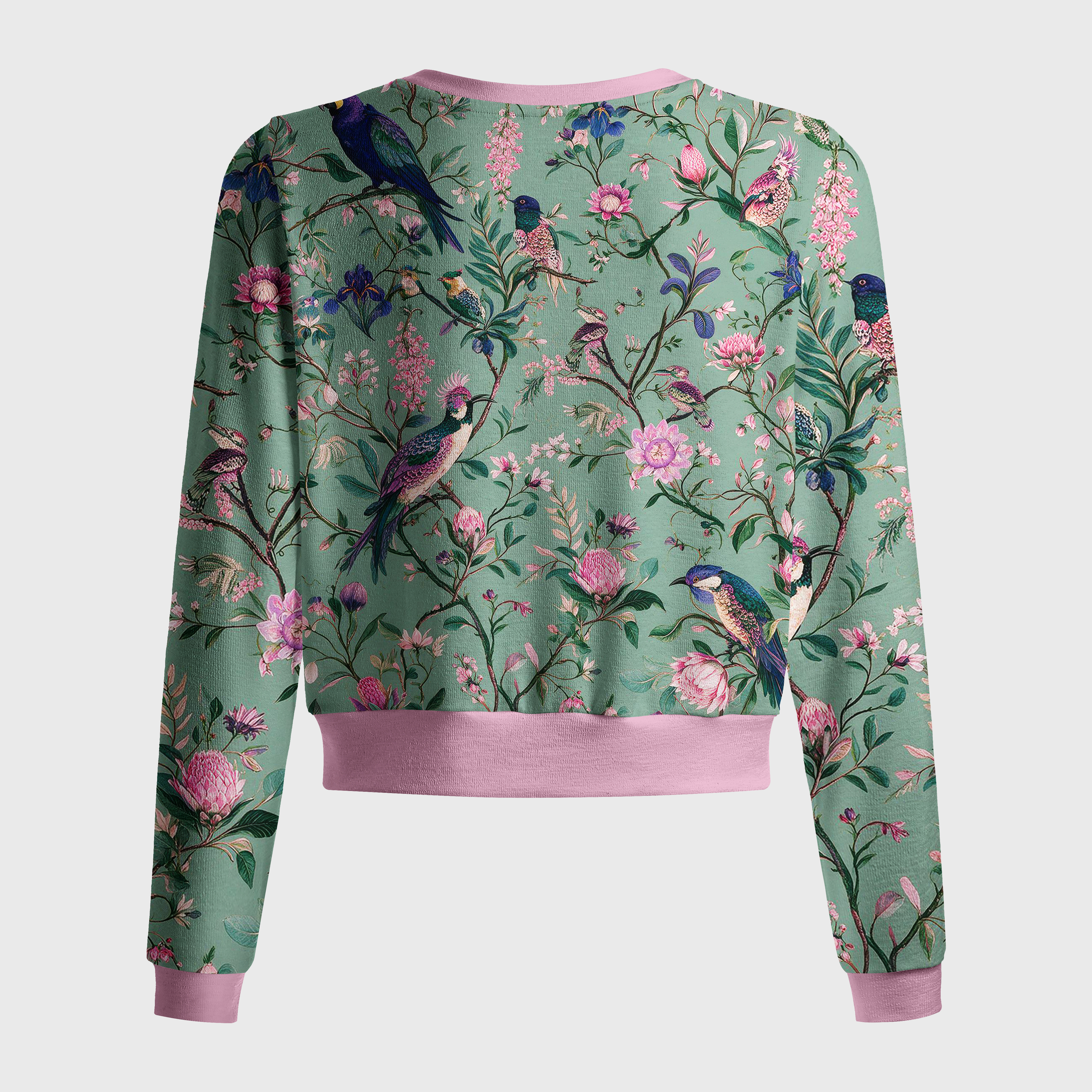 Tokyo-Tiger Antique Garden Birds Floral Women's Lightweight Cardigan