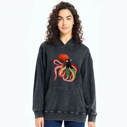 Tokyo-Tiger Colorful Octopus Art Washed Hoodie