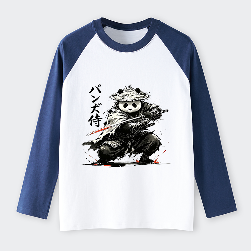 Tokyo-Tiger Panda Samurai Warrior Raglan Long Sleeve T-shirt
