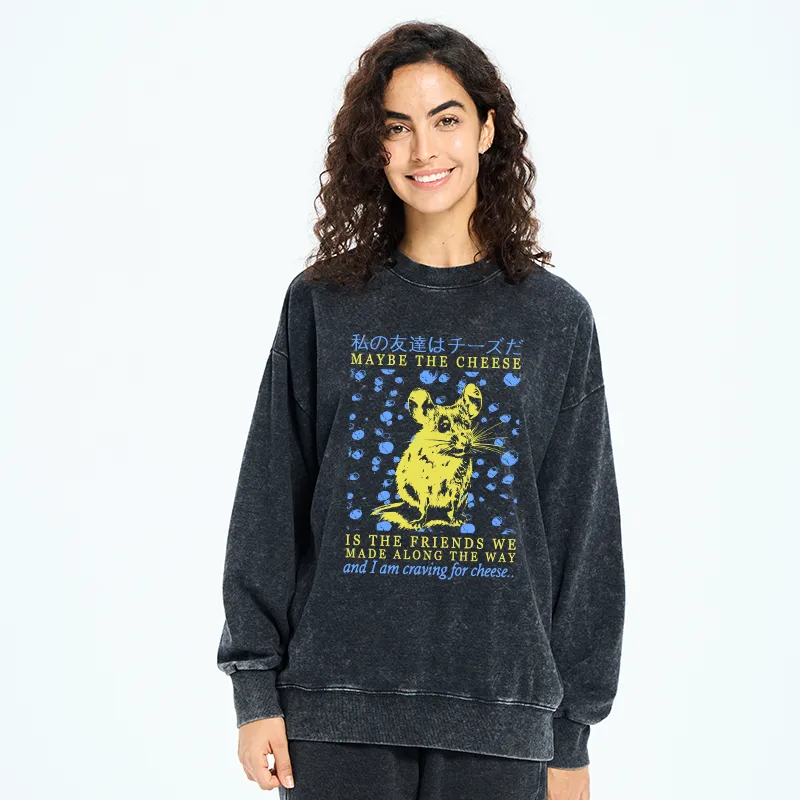 Tokyo-Tiger My Friend Is Cheese Washed Sweatshirt