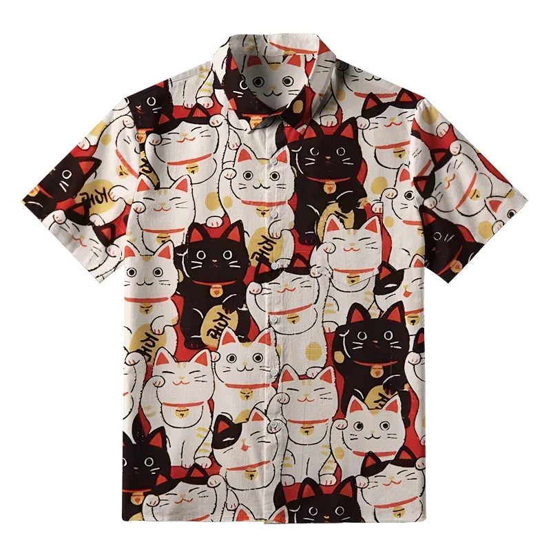 Tokyo-Tiger Lucky Cat Button-up Shirt Sale
