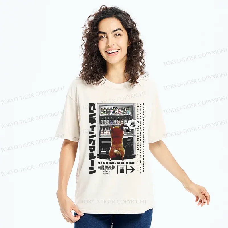 Tokyo-Tiger Japanese Vending Machine Washed T-Shirt
