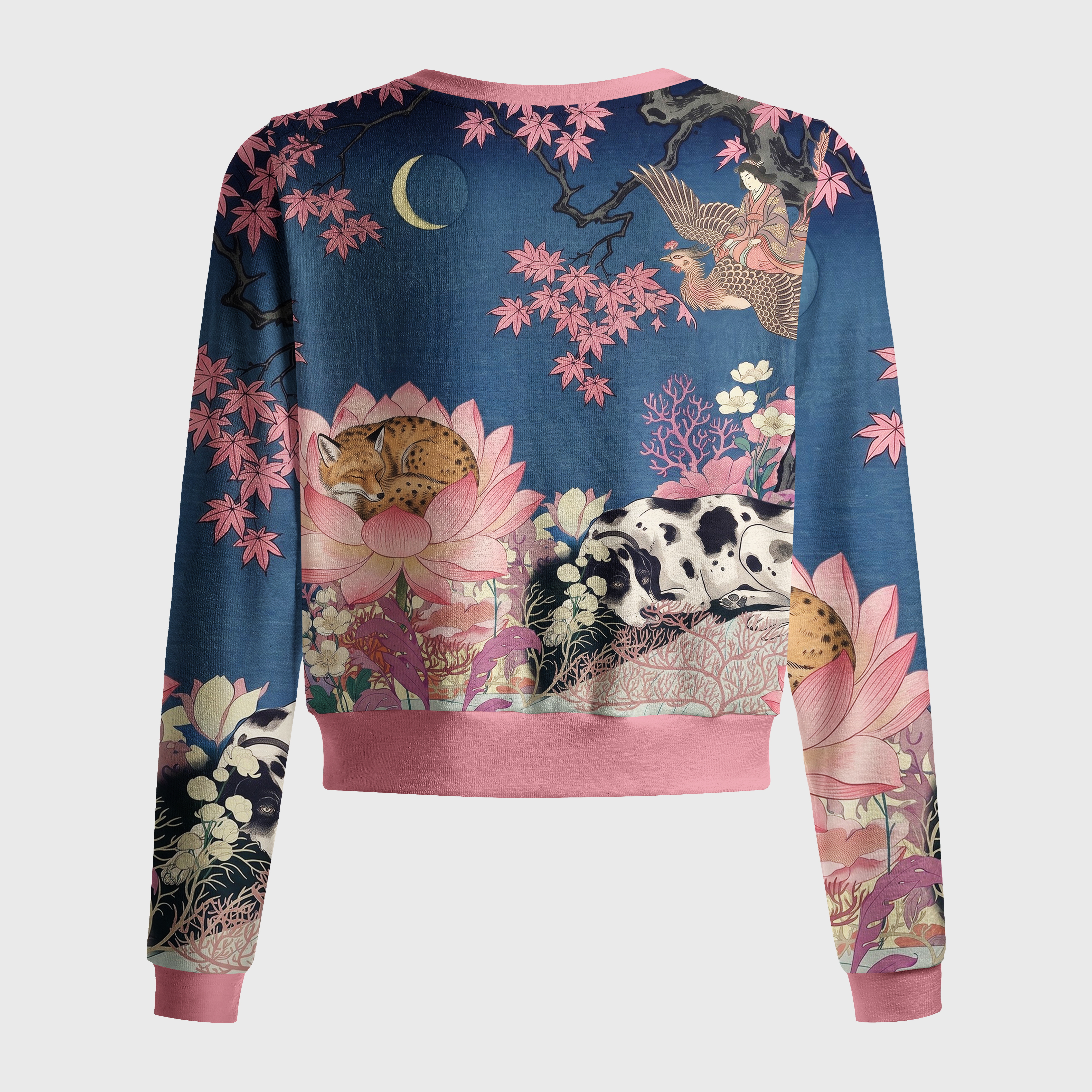 Tokyo-Tiger Oriental Ukiyo Art Animal & Lotus Women's Lightweight Cardigan