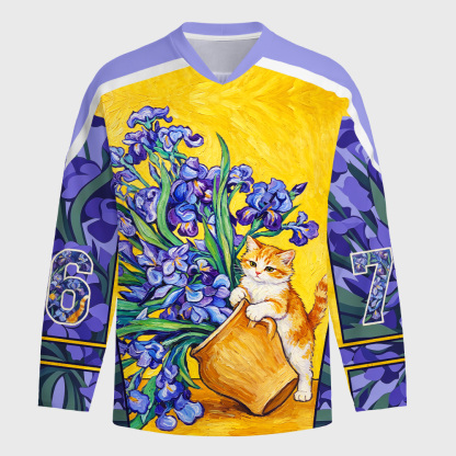 Tokyo-Tiger Iris Cat Long-Sleeve Hockey Jersey