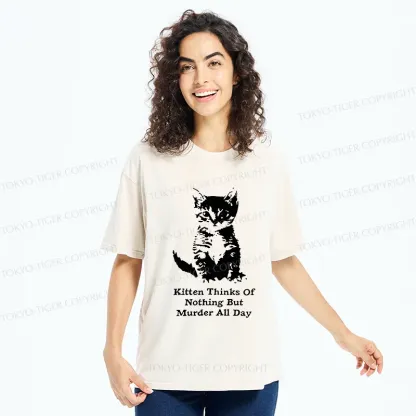 Tokyo-Tiger Cat Has A Murderous Thought Washed T-Shirt