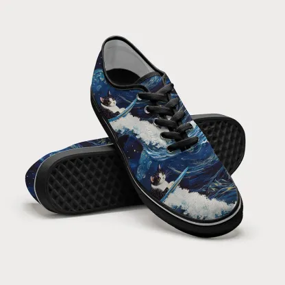 Tokyo-Tiger The Great Wave Off Cat Canvas Shoes