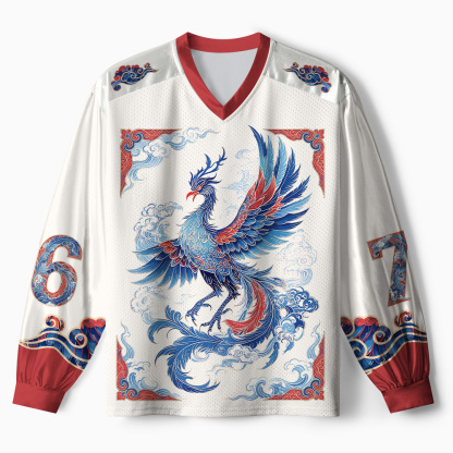 Tokyo-Tiger Auspicious Cloud Phoenix Spirit Paneled Long Sleeve Jersey