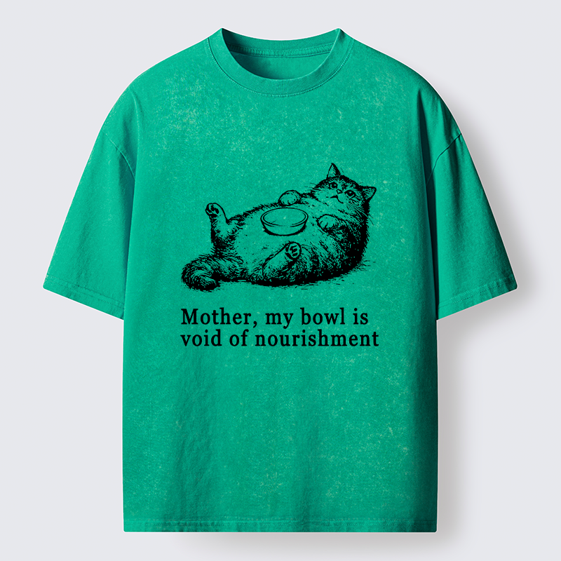 Tokyo‑Tiger Hungry Fat Cat Funny Washed T‑Shirt
