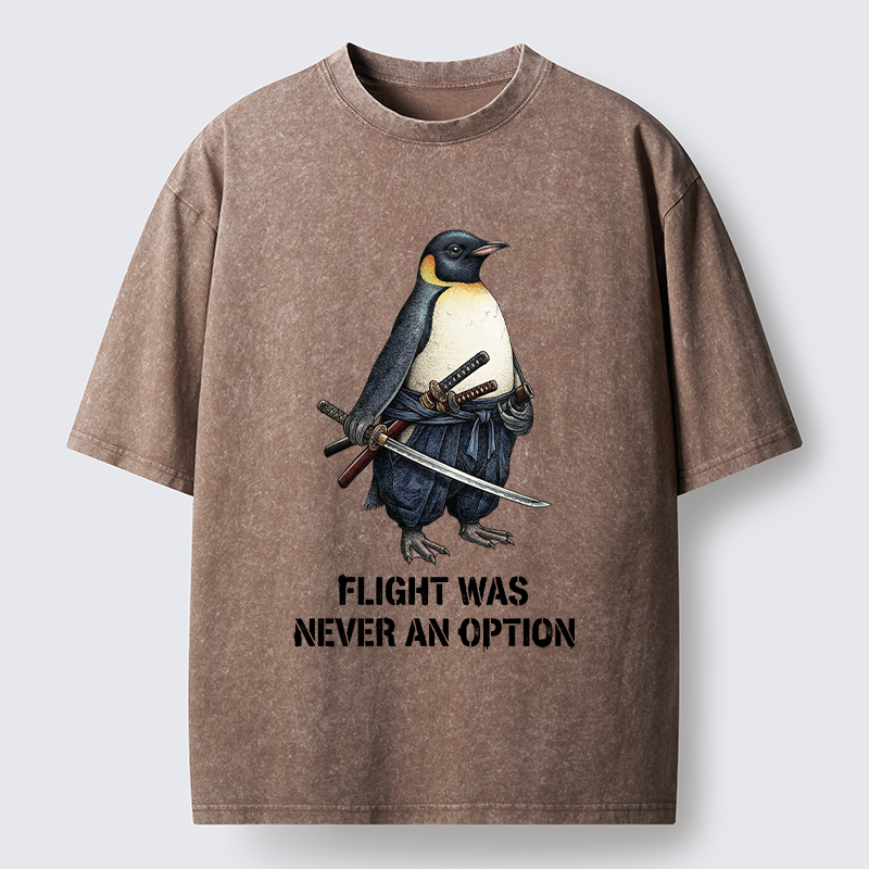 Tokyo-Tiger Funny Warrior Penguin With Sword Meme Washed T-Shirt