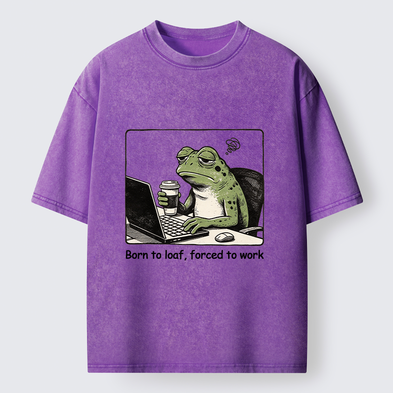 Tokyo-Tiger Working Frog Coffee Meme Washed T-Shirt