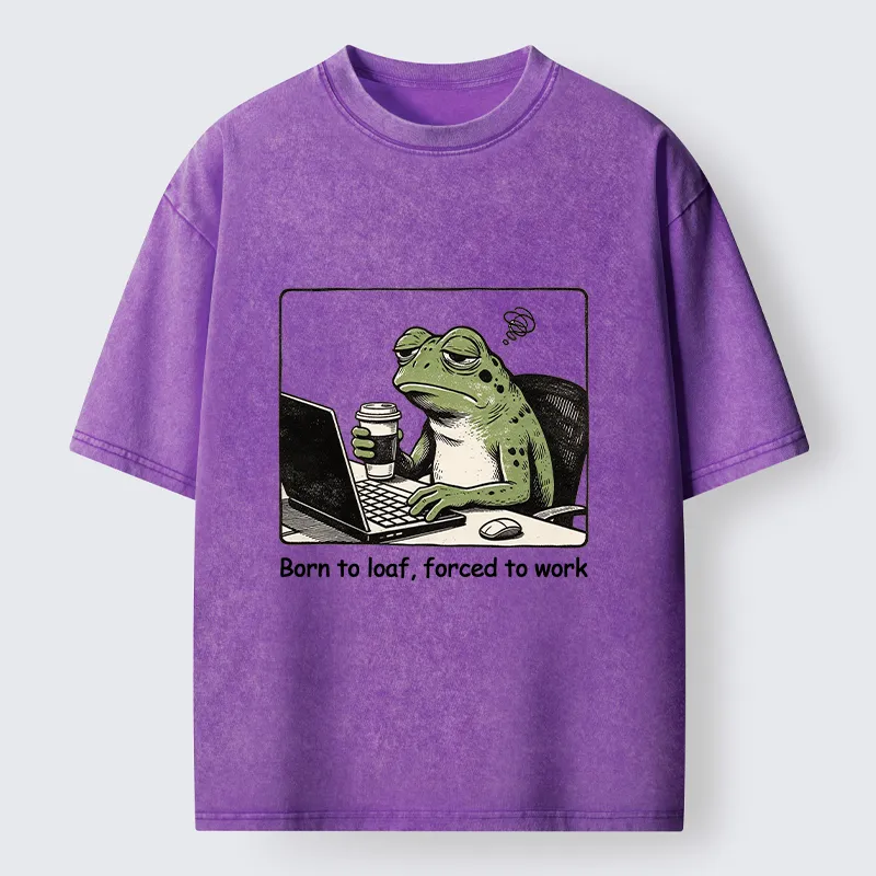 Tokyo-Tiger Working Frog Coffee Meme Washed T-Shirt