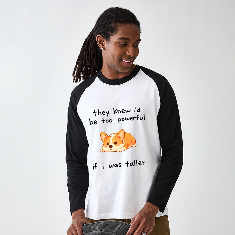 Tokyo-Tiger Funny Short Dog Joke Raglan Long Sleeve T-shirt