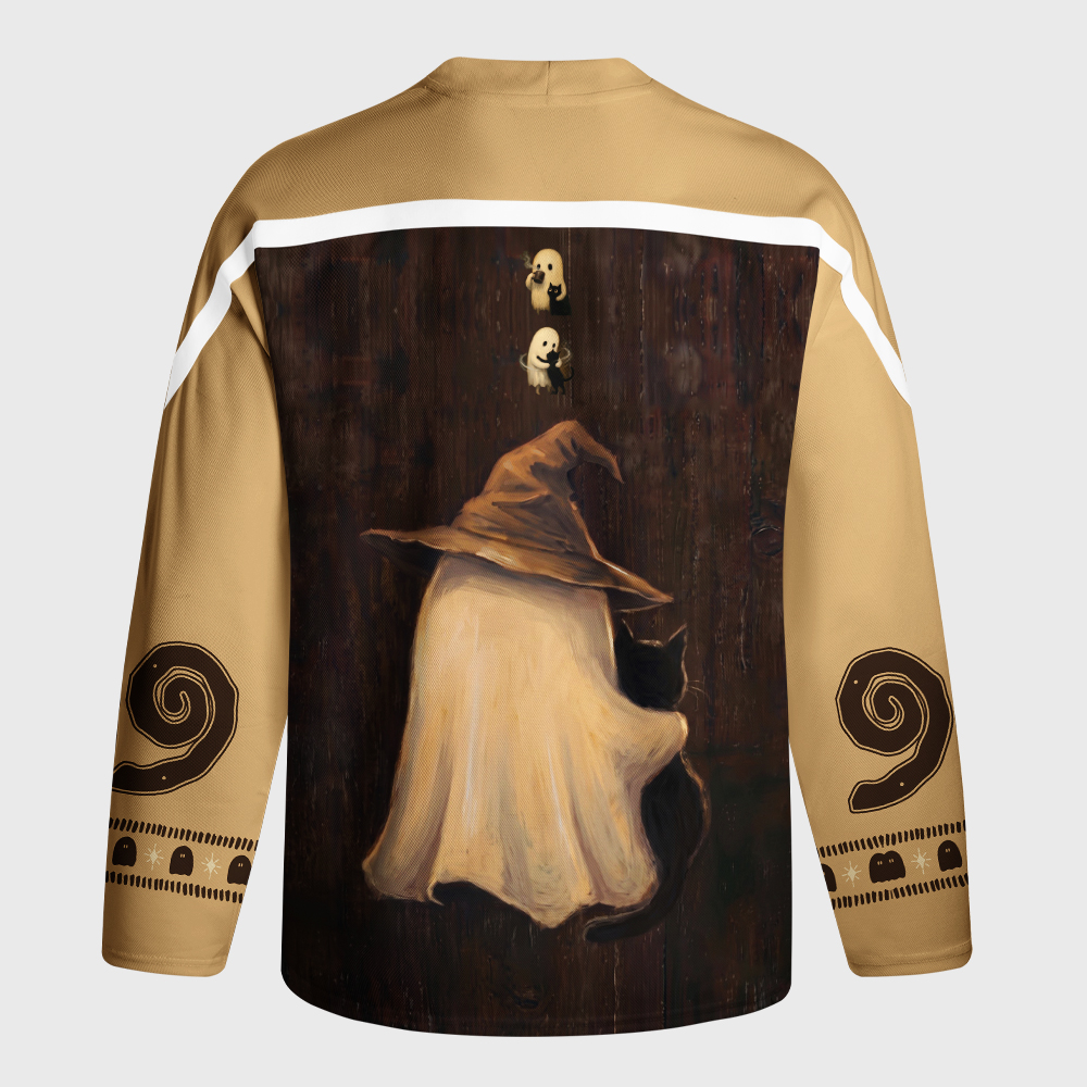 Tokyo-Tiger Funny Ghost：Hocus Pocus I Cannot Focus Long-Sleeve Hockey Jersey