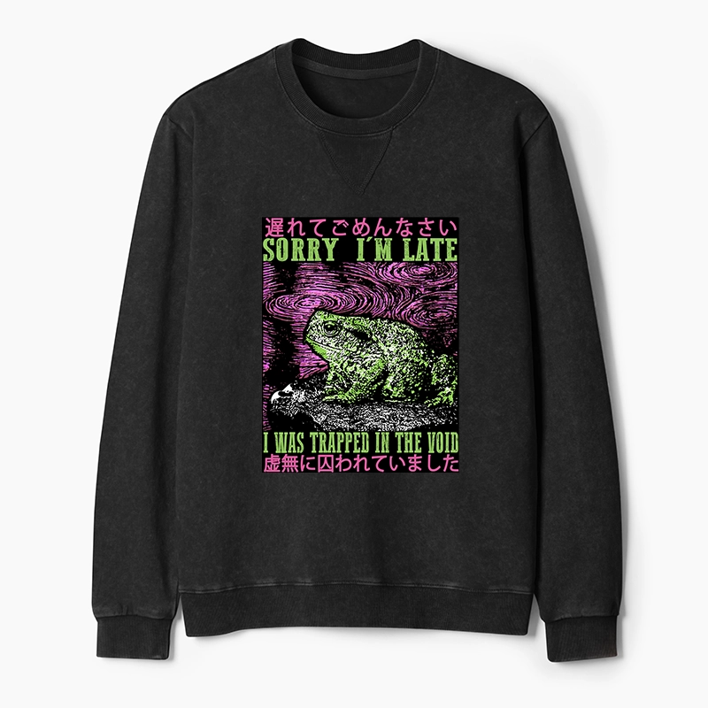 Tokyo-Tiger Frogs Trapped In The Void Washed Terry Sweatshirt