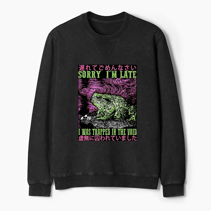 Tokyo-Tiger Frogs Trapped In The Void Washed Terry Sweatshirt
