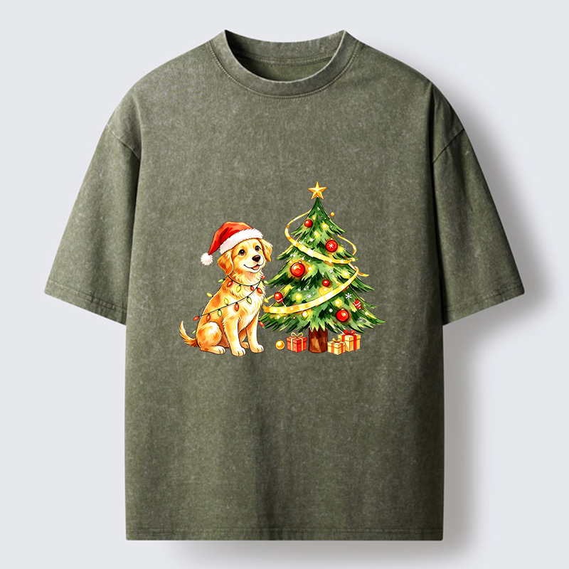 Tokyo‑Tiger Christmas Dog Vibe Washed T‑Shirt