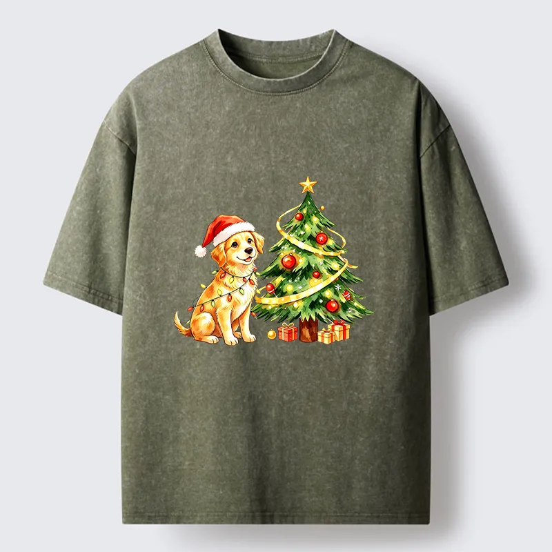 Tokyo‑Tiger Christmas Dog Vibe Washed T‑Shirt