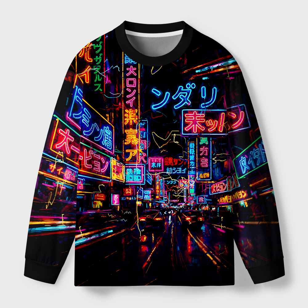 Tokyo-Tiger Japanese Street Scene Eco-Friendly Long Sleeve T-Shirt
