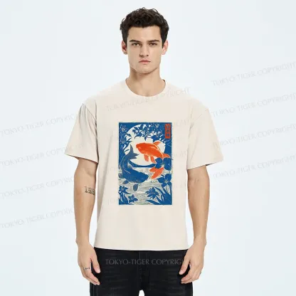 Tokyo-Tiger Woodcut Koi Washed T-Shirt