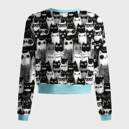 Tokyo-Tiger Cats In Monochrome Crowd Women's Lightweight Cardigan