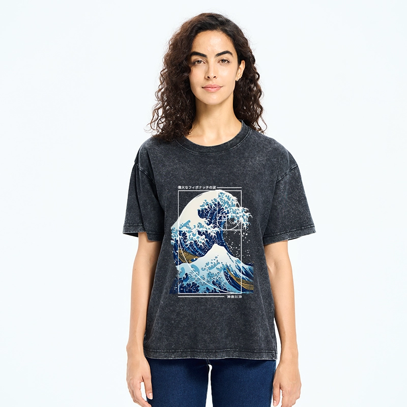 Tokyo-Tiger Golden Ratio The Great Wave Washed T-Shirt