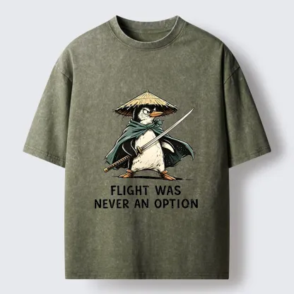 Tokyo‑Tiger Samurai Penguin Washed T‑Shirt