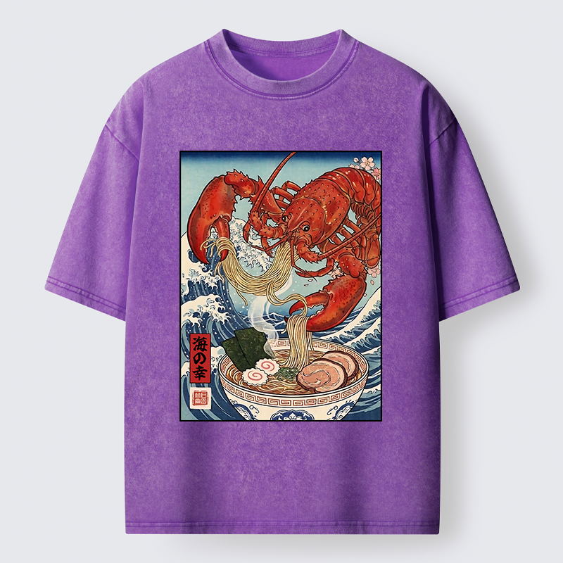 Tokyo-Tiger Lobster Ramen Wave Washed T-Shirt